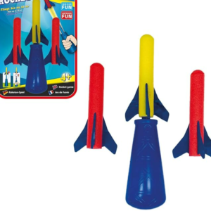 Günther Flugspiele 1557 - Raketenspiel Pump Rocket, ca. 15 x 8 cm, Wurfspiel mit 3 Schaumstoff-Raketen und Abschusspistole